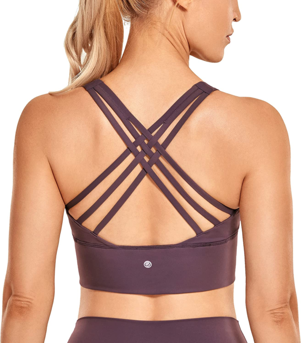 Strappy Longline Sports Bras for Women - Wirefree Padded Criss Cross Yoga Bras Cropped Tank Tops