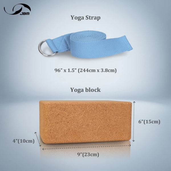 Cork Yoga Blocks 2 Pack with Strap, Cork Yoga Blocks Cork Yoga Bricks Cork Stretch Blocks Set of 2 Cork Yoga Block Stretch Block 2 Set Cork Yoga Cube Stretch Block for Splits, Stretching Blocks - Image 6