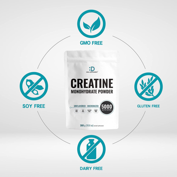 Creatine Monohydrate Powder 300 Grams (60 Servings), Unflavored | Pure | Micronized Creatine Powder, 5000Mg(5G) per Serving, 2 Month Supply, Vegan | Keto, Non-Gmo, No Filler, No Additives - Image 3