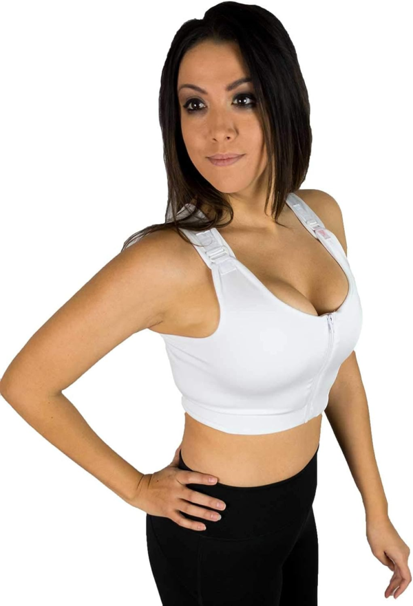 Post Surgical Comfort Compression Sports Bra: White Dragonfly - Image 3