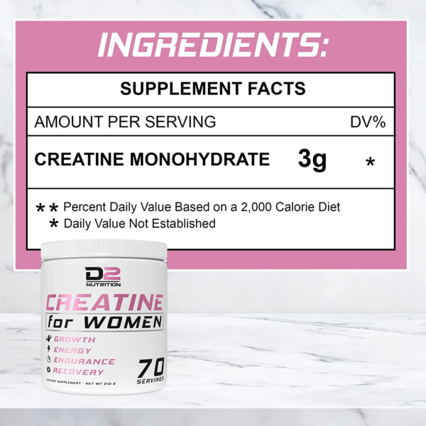 Creatine for Women - Creatine Women - Creatine - Creatina - Creatine for Women Booty Gain - Creatine Supplements - Micronized Creatine Monohydrate - Unflavored - Creatine Powder (70 Servings) - Image 6