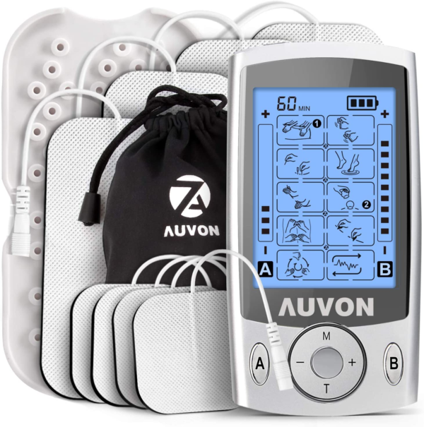 Dual Channel TENS Unit Muscle Stimulator Machine with 20 Modes, 2" and 2"X4" TENS Unit Electrode Pads