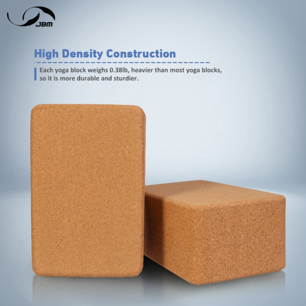 Cork Yoga Blocks 2 Pack with Strap, Cork Yoga Blocks Cork Yoga Bricks Cork Stretch Blocks Set of 2 Cork Yoga Block Stretch Block 2 Set Cork Yoga Cube Stretch Block for Splits, Stretching Blocks - Image 2