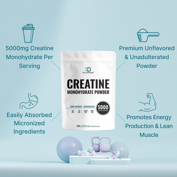 Creatine Monohydrate Powder 300 Grams (60 Servings), Unflavored | Pure | Micronized Creatine Powder, 5000Mg(5G) per Serving, 2 Month Supply, Vegan | Keto, Non-Gmo, No Filler, No Additives - Image 4