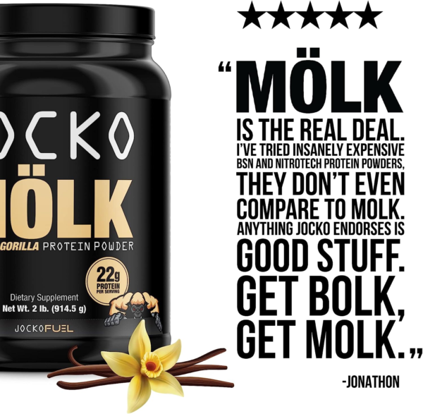 Jocko Mölk Whey Protein Powder (Vanilla) - Keto, Probiotics, Grass Fed, Digestive Enzymes, Amino Acids, Sugar Free Monk Fruit Blend - Supports Muscle Recovery and Growth - 31 Servings - Image 4